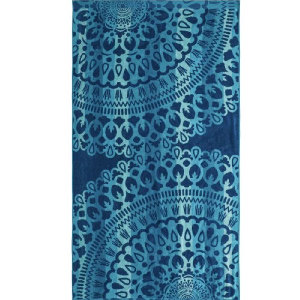 SEALED Blue Mandala Medallion Beach Towel | The Big One | Cotton 34x64 - Picture 2 of 5